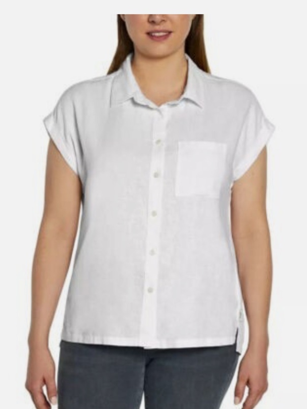 Orvis Women’s White Button-Front Short Sleeve Linen blend Shirt NWT S, M, L